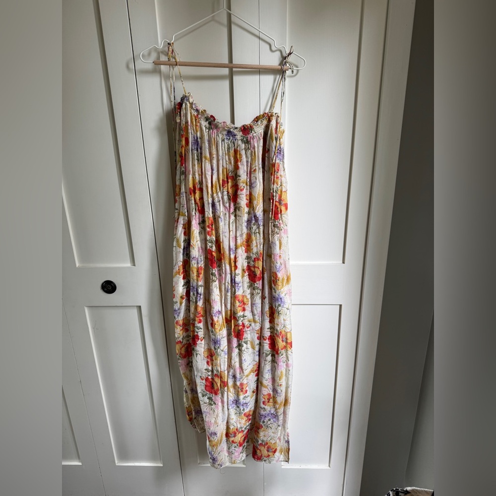 Loup Charmont Tuscan Floral Italian Cotton Silk Slip Dress Size Medium